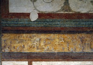 Detalj av en fris från tablinum, 40-20 f.Kr. (fresk) av Roman