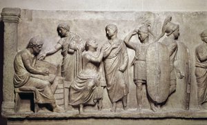 Domitius Achenobarbus, detalj om registrering av medborgare och offer till guden Mars, ca. 100 f.Kr. (marmor) av Roman