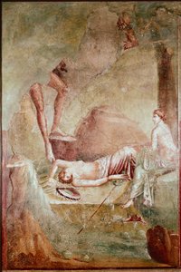 Berusad sovande maenad (fresk av Roman