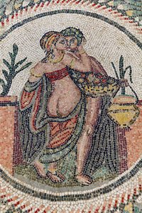 Eros och Psyche. 3:e - 4:e århundradet. Romersk villa i Casale, Sicilien (mosaik) av Roman
