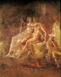 Fresk föreställande Ares och Afrodite, Citharisthuset, Pompei, Italien (mosaik) av Roman