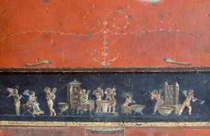 Fris som föreställer amoriner, House of Vettii, Pompeji (Unescos världsarvslista av Roman