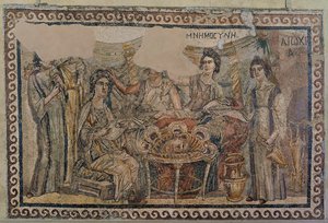 Begravningssymposium, från nekropolen i Antiochia, sent 400-talet e.Kr. (mosaik) (se även 3929775) av Roman