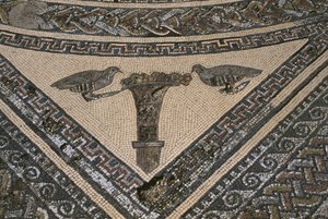 Orfeus hus, Orfeus omgiven av vilda djur, detalj (mosaik) av Roman