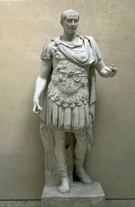 Jules Cesar (Julius Caesar) (100-44 f.Kr.) Skulptur - Museum of Roman Civilization, Rom av Roman