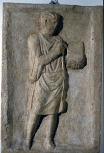 Låg romersk relief från 300-talet e.Kr. En författare. av Roman