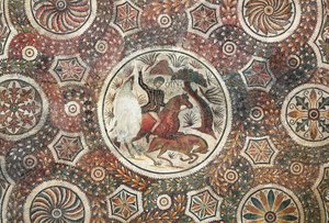 Mosaik med jaktscen, 300-talet e.Kr. (mosaik) av Roman