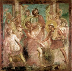 Odysseus hittar Akilles bland Lycomedes döttrar (fresk, 2:a århundradet e.Kr.) av Roman