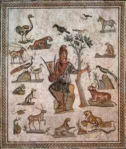 Orpheus omgiven av djur, 2:a århundradet av Roman