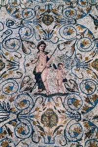 Romersk konst: Mosaik från 300-talet e.Kr. från amfiteaterns romerska villa. Merida, Nationalmuseet för romersk konst, Spanien av Roman