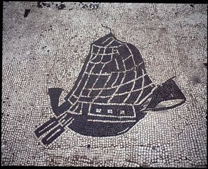 Romersk konst: "Ship" Mosaic of the Seafarers Corporation, Place des Corporations av Roman