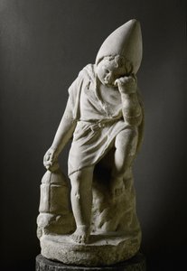Romersk konst: "Sovande slav"" Skulptur. 1:a århundradet f.Kr. Rom, Museo Nazionale Romano - romersk konst. Ung sovande slav. Marmor av Roman