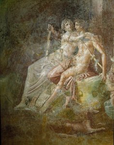 Romersk konst: "" Venus et Mars""" Fresk från gitarristens hus i Pompei. 3:e stilen. Dämpa. 253x150 cm Museo Archeologico Nazionale, Neapel av Roman
