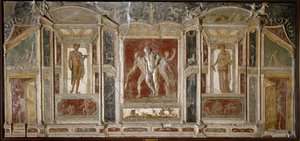 Romersk konst: Dionysisk grupp. 1:a århundradet. Från Pompeji. Neapel, Arkeologiska museet av Roman
