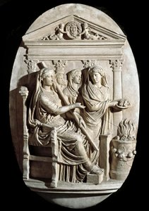Romersk konst: en offerscen i Vesta (Hestia) från Villa Albani (låg relief) av Roman