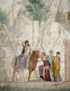 Romersk konst: kidnappningen av Europa. Fresk från Pompeji. Början av 1:a århundradet e.Kr. (fresk) av Roman
