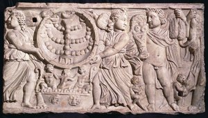 Krydda Sarkofag med Menorah (marmor) av Roman