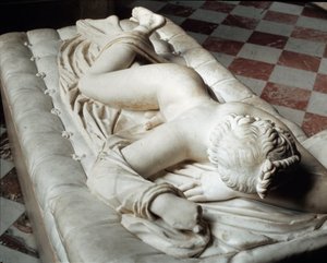 Sovande Hermafrodit (marmorskulptur, 2:a århundradet f.Kr.) av Roman