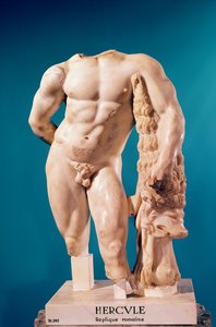 Staty av Hercules, kopia av ett grekiskt original (marmor)