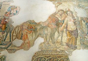 Dionysos triumferande procession, Aions hus, Paphos, Cypern (mosaik) av Roman
