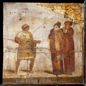 Teaterscen. Fresk från platsen för Pompeji av Roman