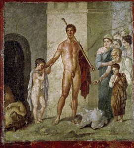 Theseus befriar barn från Minotauren, från Gavius Rufus hus, Pompeji, 4:e pompeianska stilen, ca 50-79 e.Kr.