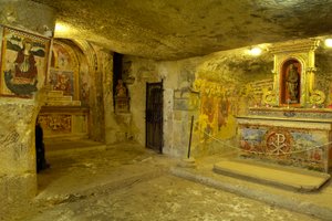 Utsikt över katakomberna i Saint Agatha i Rabat, Malt (foto) av Roman