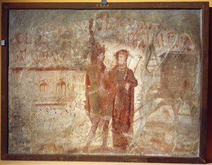 Verkstadsskylt och valmeddelanden, Pompeji, Italien 70-79 AD (fresk) av Roman