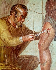 Sårade Aeneas behandlas av Iapyx med hjälp av Venus (fresk, 54-79 e.Kr.) av Roman