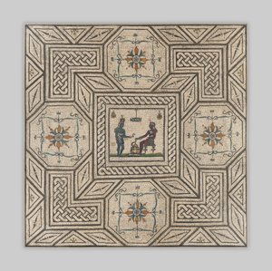 Mosaikbeläggning med egyptisk scen, ca 130-150 e.Kr. (sten och glas) av Roman Imperial Period