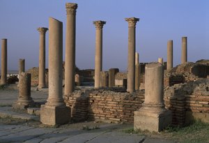 Utsikt över biblioteket, ca 100 e.Kr., höga kejsarperioden (27 f.Kr.-395 e.Kr.) av Roman Imperial Period