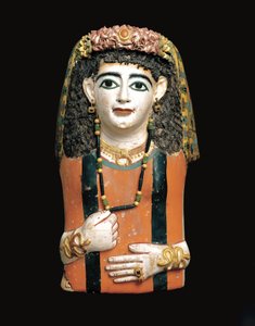 Mummy Mask, 60–70 AD (målad kartong, gips och växtfibrer) av Roman Period Egyptian