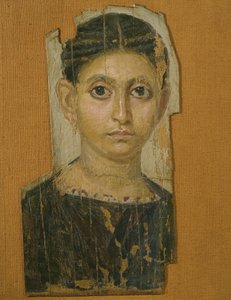 Kvinnoporträtt av mamma, från Fayum, sent 300-talet e.Kr. (enkaustiskt vax på målat trä)