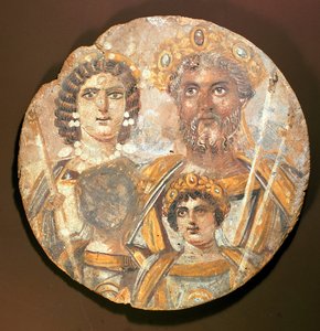 Tondo: Panel av Septimius Severus familj, ca 200 e.Kr. tempera på trä