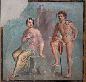Io och Argus, 1:a H. 1:a århundradet. AD. av Roman Pompeian wall painting.