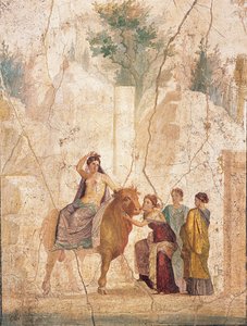 Europas våldtäkt, 1:a H. 1:a århundradet. AD. av Roman Pompeian wall painting.