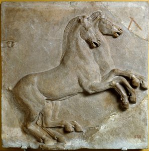 Bige (tvåhjulig romersk stridsvagn dragen av två hästar) (relief) av Roman Roman