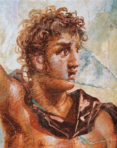 Detalj av en fresk föreställande Alexander, från Alexanders (Ares) och Stateiras (Aphrodites äktenskap), Regio 6 Insula Occidentalis 39, Pompeji (UNESCO:s världsarvslista) av Roman Roman
