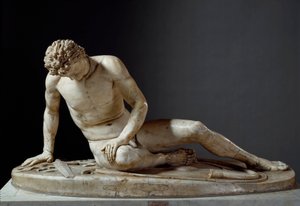 Döende Gallien - Den döende galaten - romersk konst: "" Den döende gallien eller döende galaten"" En keltisk krigare har ångest. Romersk skulptur efter ett grekiskt original. Rom, Musei Capitolini