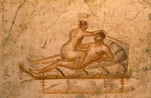 Erotisk fresk från hus av Vettii, Pompeji (UNESCOs världsarvslista). av Roman Roman