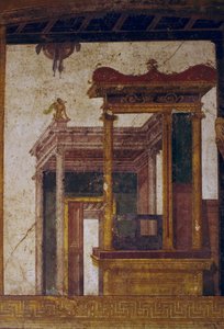 Fantastiska arkitekturer, fresk från oecus i House of Vettii, Pompeji (UNESCOs världsarvslista av Roman Roman