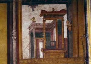 Fantastiska arkitekturer, fresk från oecus i House of the Vettii, Pompeji (UNESCOs världsarvslista av Roman Roman