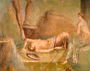 Fresk föreställande Maenad sover, från House of Citharist, Pompeji, Kampanien, romersk civilisation av Roman Roman