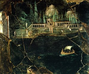 Fresk som visar ett landskap, från Pompeji (UNESCOs världsarvslista av Roman Roman