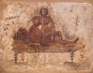 Fresk föreställande erotiskt ämne, från Pompei, Italien av Roman Roman