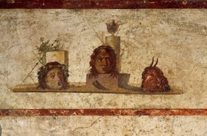 Fresk föreställande tre huvuden, House of Caius Julius Polybius, Pompeji (UNESCOs världsarvslista av Roman Roman