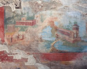 Fresk av fontän-nymfaeum av House of Small Fountain, Pompeji (UNESCOs världsarvslista av Roman Roman
