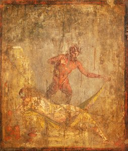 Fresk med ett erotiskt ämne föreställande nymf och pan från Pompeji (UNESCOs världsarvslista av Roman Roman