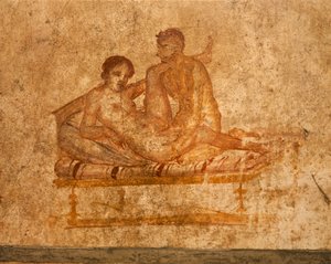 Italien, Campania-regionen, Neapelprovinsen, Pompei, House of Vettii, Erotisk fresk av Roman Roman