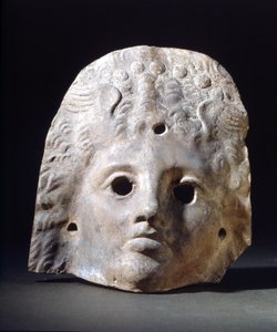 Mask för tragedier under romartiden. Trappans museum. Milano av Roman Roman